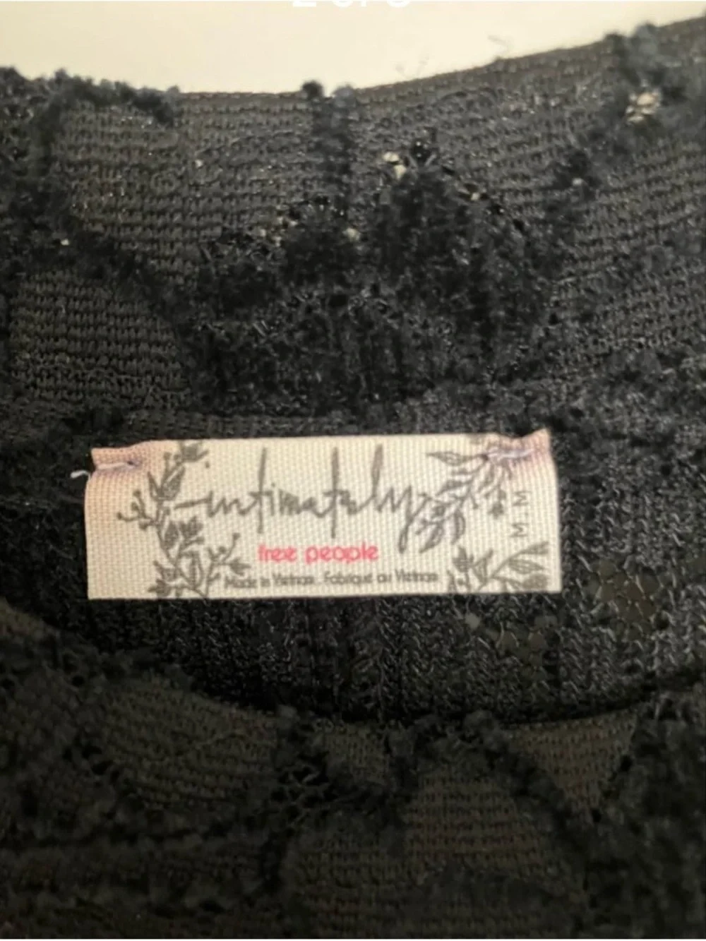 Free People Cloud Ride Lace Crew Black Floral Long Sleeve Top
